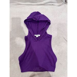 Cropped hooded hoodie women’s tank muscle tank purple size S
